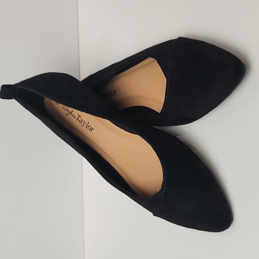 Sophia Taylor Faux Suede Flats Pointed Toe Black Salena Flats Suze 5